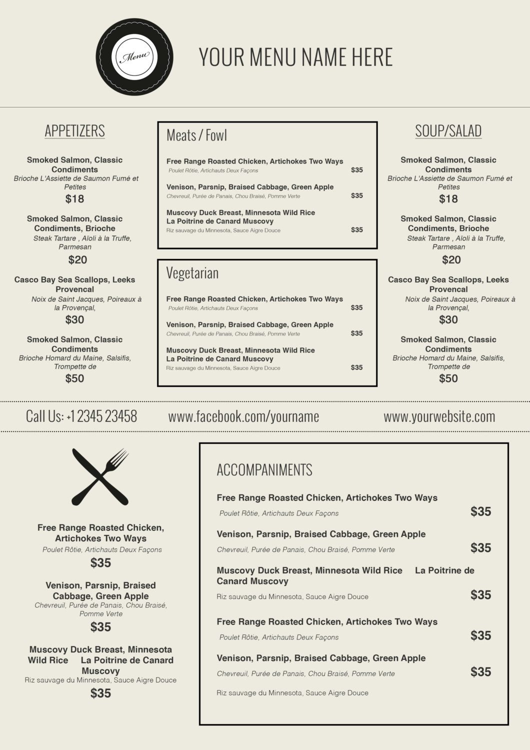 free catering menu templates