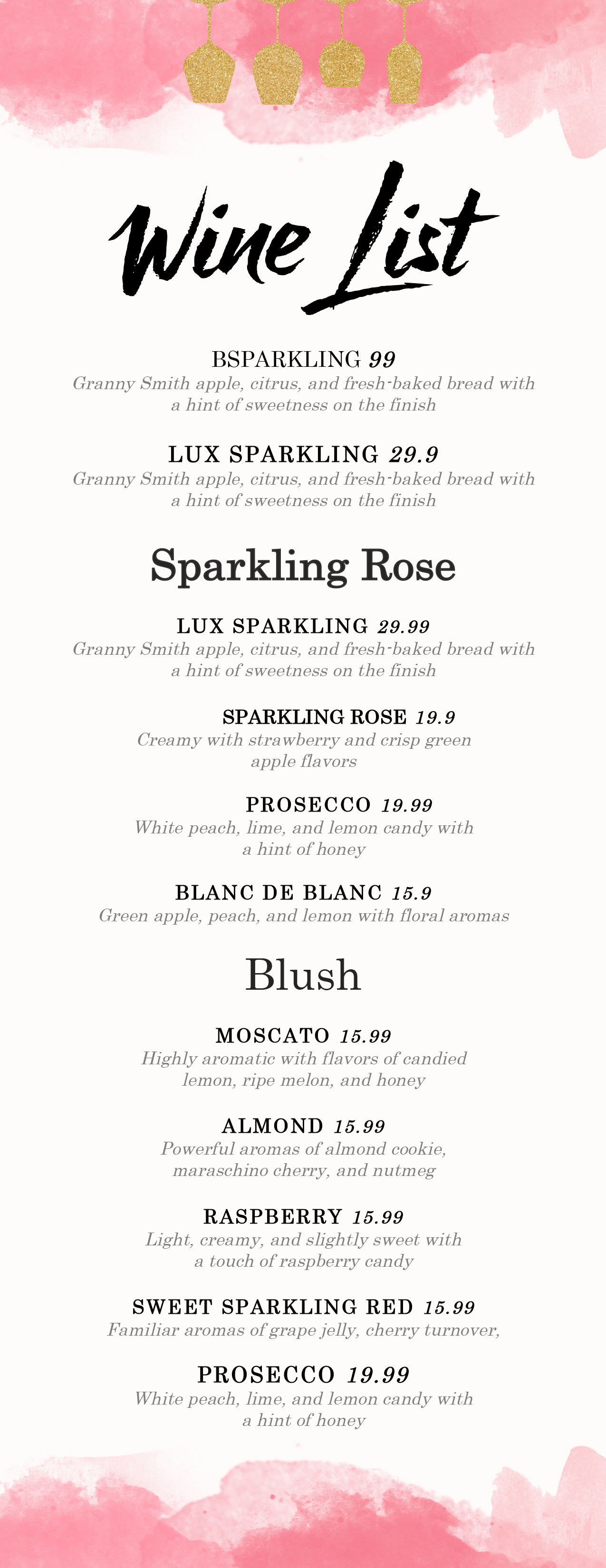 drinks menu template