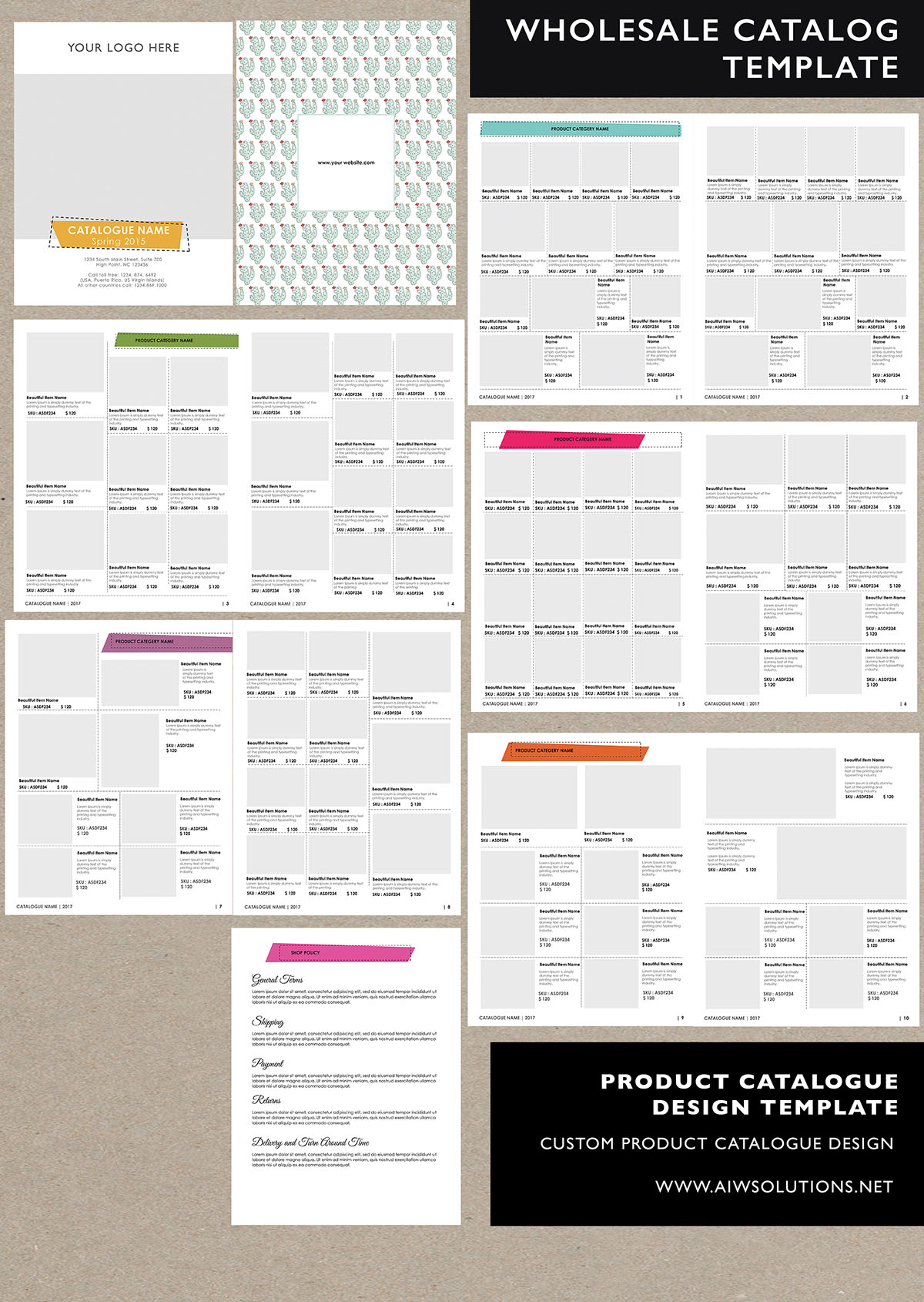 Product Catalog Template For Hat Catalog Shoe Catalog Template Hand Bag Template Accessory Product Catalogue Template